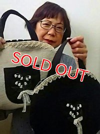 すずらん刺繡オーバルバッグ完成品　ご予約商品　納期10月初旬〜