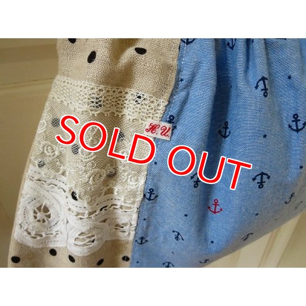 画像3: バンブー持ち手 布パッチバッグ (3)