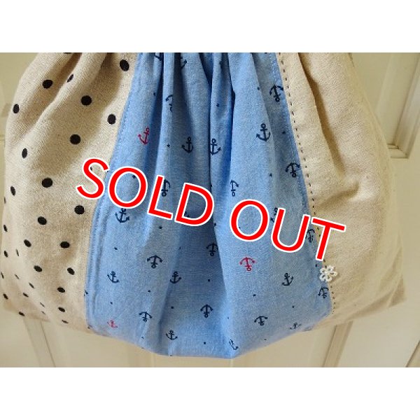 画像8: バンブー持ち手 布パッチバッグ (8)